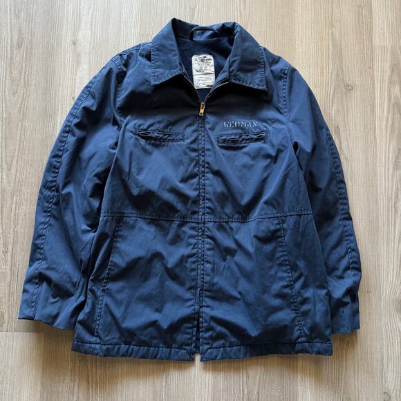 Women's Vintage 1989 Navy Blue Lined Stencil Military Utility Field Jacket Sz L - Picture 1 of 7